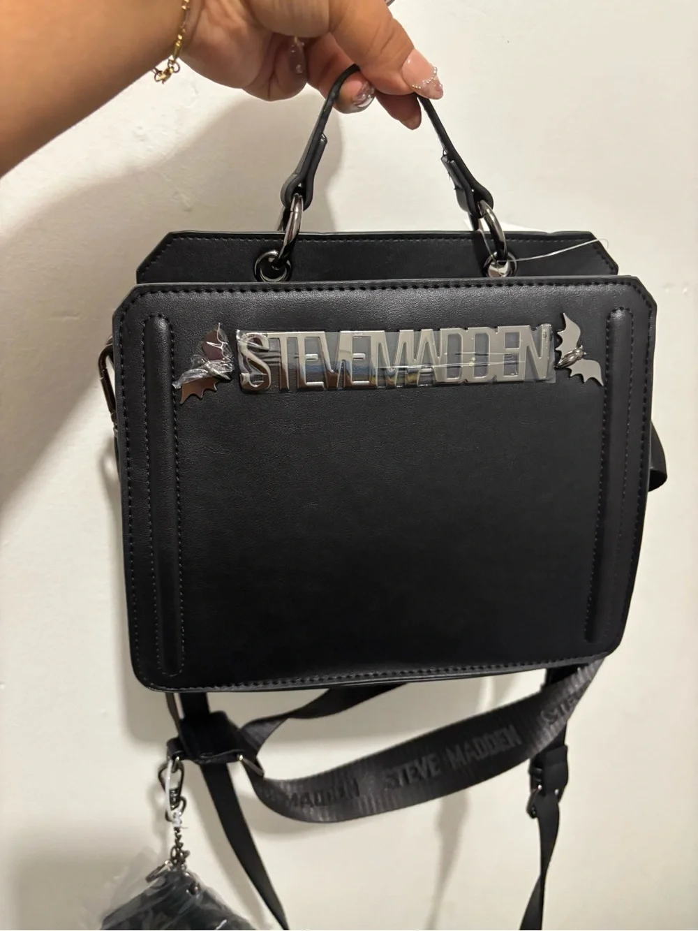 Steve Madden Black Halloween Satchel with Removable Strap